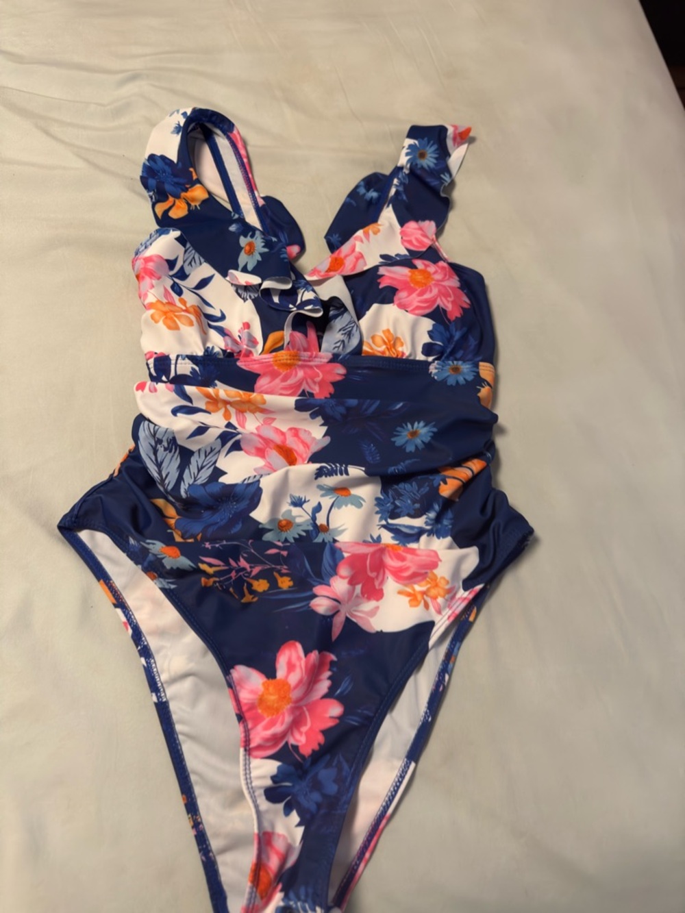 Girls Navy Floral One-Piece Swimsuit